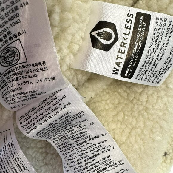 Levi's Ex Boyfriend Sherpa Trucker Hooded Denim Jacket Womens Size Medium - Picture 7 of 7